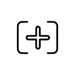 Poster - Outline icon of addition symbol represented in minimalist design  