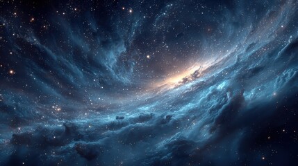 Poster - Exploring the vast cosmic expanse of the Universe and the Milky Way galaxy, a dazzling display of stars and celestial nebulae