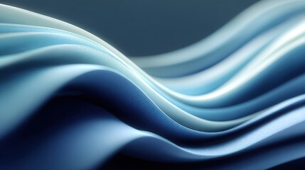 Poster - Abstract turquoise textile curves gently with highlights and shadows creating an elegant, flowing, minimalistic, and modern art piece