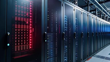 Poster - Exploring a modern data center with advanced server technology and powerful networking systems in a high-tech environment