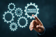 © Kleber - Business Process Automation Concept with Gears and Hand Touching Virtual Interface for Technology and Efficiency