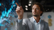 © สรศักดิ์ ธรรมวงษ์ษา - Focused Businessman Interacting with a Futuristic Digital Interface Showing Data Graphs
