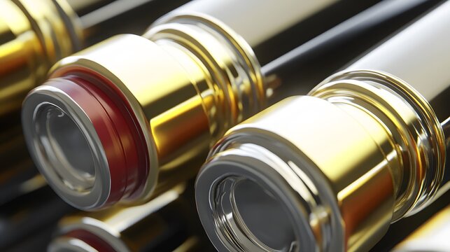 Golden Metallic Cylinders Abstract Background
