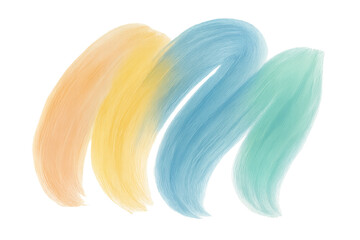 Poster - Brushstrokes of pastel-colored paint create a dynamic and artistic design element on a transparent background