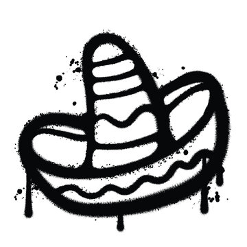 Graffiti Spray hat cinco de mayo on isolated white background