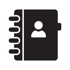 Poster - Address book solid glyph icon for contact management and personal information Rolodex style notebook for storing phone number and email vector