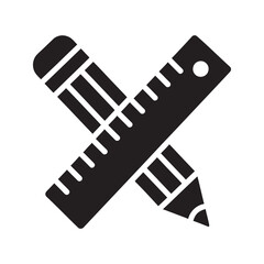 Poster - Design tools solid glyph icon with pencil and ruler for creative project and drafting architectural or graphic design and measurement vector