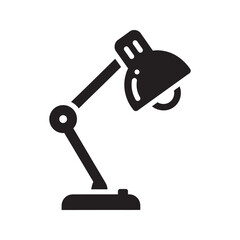Poster - Desk lamp solid glyph icon for office lighting and workspace illumination study light for reading and work table top equipment for focus vector