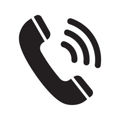 Poster - Telephone handset solid glyph icon for communication and customer service call center and business contact symbol for phone conversation vector