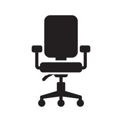 Poster - Office chair solid glyph icon for workspace furniture and ergonomic seating business equipment for employee comfort and productivity at a desk vector