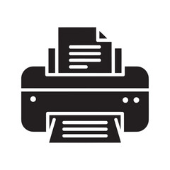 Poster - Office printer solid glyph icon for printing documents and paperwork machine for copying and scanning files in a business workspace vector