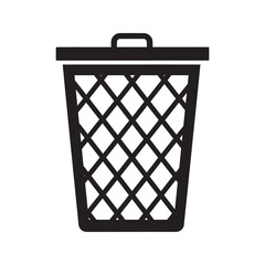 Poster - Trash bin solid glyph icon for waste management and garbage disposal office and home container for litter and recycling to keep clean vector