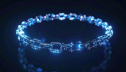Poster - Futuristic illuminated jewelry bracelet with glowing blue LED lights and intricate detailed design, modern accessory for fashion and technology enthusiasts