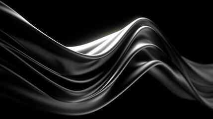 Aufkleber - Black and silver wave with a white light shining on it. isolated-3d-background
