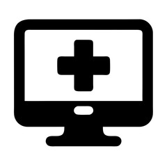 Poster - Online Medical Services Represented by a Computer Screen With a Cross Icon