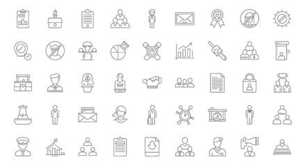 Poster - Vector Icons Set of Collection of Business and Technology Icons Outlined in Black and White. Vector Illustrations. EPS Editable