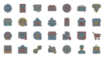 Poster - Vector Icons Set of Collection of Colorful Business and Finance Icons Isolated on White. Vector Illustrations. EPS Editable