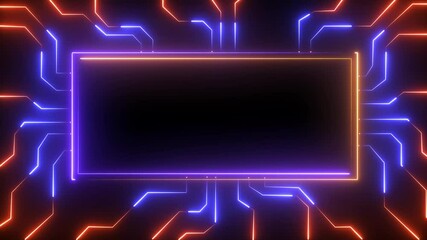 Wall Mural - Digital Data moving on Circuit Board and CPU loop backgrounds. Computer Processing and organizing data. Abstract high tech Artificial intelligence data mining technology.lowing neon rectangle