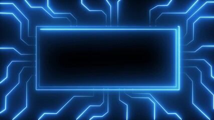 Wall Mural - Digital Data moving on Circuit Board and CPU loop backgrounds. Computer Processing and organizing data. Abstract high tech Artificial intelligence data mining technology.lowing neon rectangle
