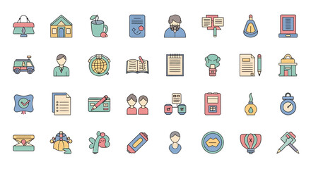 Poster - Vector Icons Set of Colorful Vector Illustration of a Simple House Icon. Vector Illustrations. EPS Editable