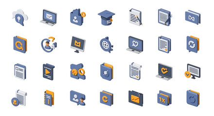 Fototapete - Vector Icons Set of Isometric Cloud Speech Bubble Icon with Keyhole Blue and White Design. Vector Illustrations. EPS Editable