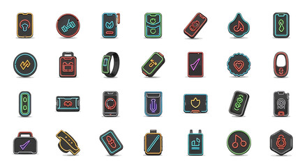 Poster - Vector Icons Set of Neonstyle Icons Diverse Set of Modern Colorful and Stylish Designs. Vector Illustrations. EPS Editable