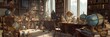 © Bisnis - Vintage Library Room Filled with Globes and Old Books with Natural Light
