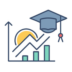 Poster - Education Investment Graph with Graduation Cap Showing Career Growth and Financial Success