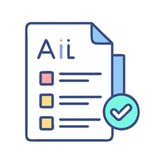 Fototapete - Completed checklist document with check mark confirmation in a modern outline style