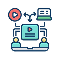 Fototapete - Online Video Conference Icon Illustrating Collaboration and Connection Between Participants