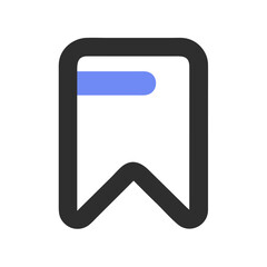 Poster - Modern save icon, blue bookmark flat design, dark gray outlines, clean and isolated symbol