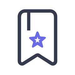 Poster - Bookmark icon with star symbol, representing favorite, save and remember options in digital flat style