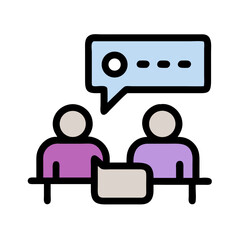 Poster - Simple Illustration of Two People Communicating With Speech Bubbles, Flat Design Style