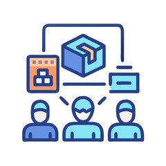 Poster - Distribution Network Management Illustration: Business Logistics and Supply Chain Visualization with Team