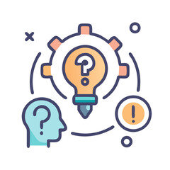 Poster - Conceptual graphic icon highlighting problem solving and innovative ideas, presented in flat style
