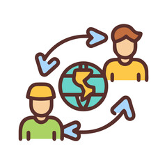 Poster - Global Communication Network Depicting Engineer and Professional Exchanging Ideas for Innovative Solutions