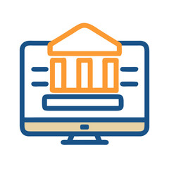 Poster - Online Banking Platform Icon Displayed on a Monitor Screen with a Black Background