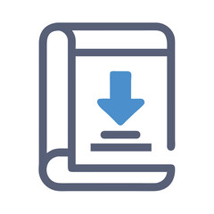 Fototapete - Download document icon with arrow on paper roll in flat design style