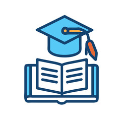 Poster - Digital Learning Icon Featuring a Graduation Cap and Open Book on a Tablet
