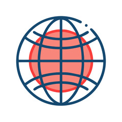 Poster - Flat Earth Globe Icon with Meridian Lines on a Black Background