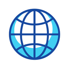 Fototapete - Simple Blue and White Globe Icon on Black Background for Global Communication