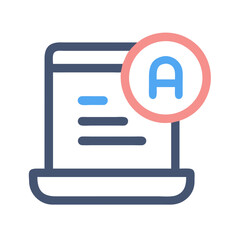 Poster - A flat vector icon of a document page with text lines and letter A symbol