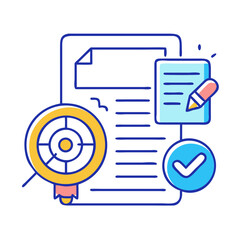 Poster - Vector Illustration of Goal Setting, Contract Completion and Project Approval on Black Background
