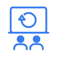 Aufkleber - Digital Meeting with Circular Arrow on Screen Signifying Feedback and Progress