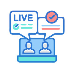 Aufkleber - Live Webinar Illustration with Speech Bubbles and Checklist on Black Background