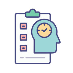 Poster - Conceptual image of a checklist with time management representation in doodle style