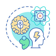 Poster - Brainstorming and Problem Solving Concept with Colorful Graphic Elements on Black Background