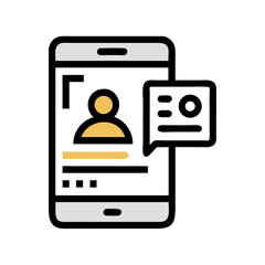 Poster - Flat Design Icon of User Login on Mobile Phone Screen Against Black Backdrop