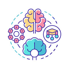 Poster - AI Learning Concept: Brain, Graduation Cap, and Network in a Colorful Illustration