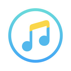 Aufkleber - elegant music note icon encased in a gradient circle on black background